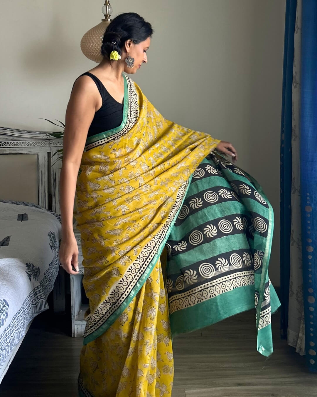 Basant Chanderi Hand Block Printed Saree