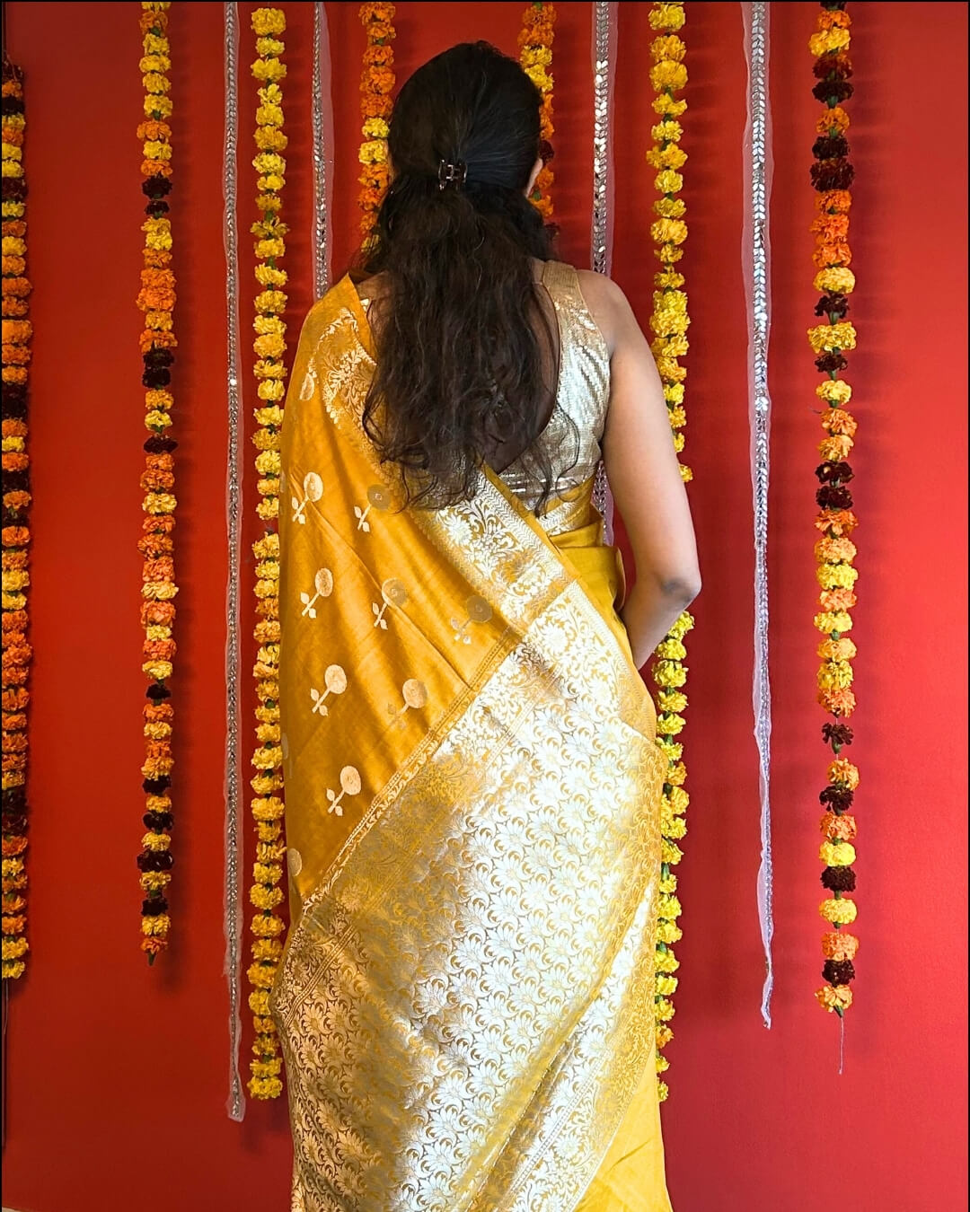 Noor Mustard Yellow Sona-Rupa Banarsi Saree