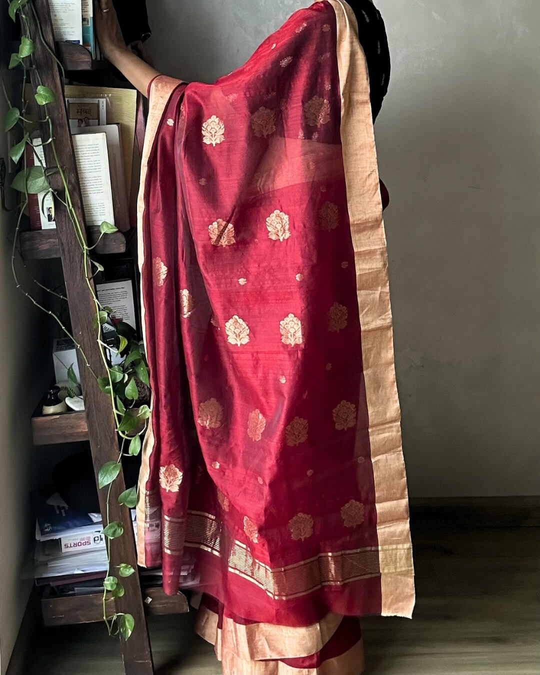 Mrinalini Red Cotton silk Chanderi