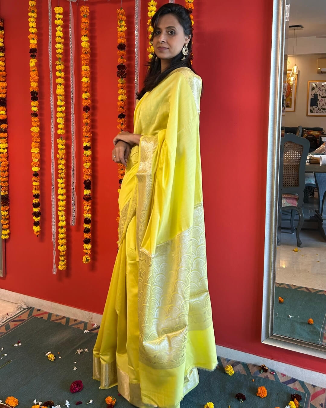 Dia Lemon Yellow Banarsi Saree