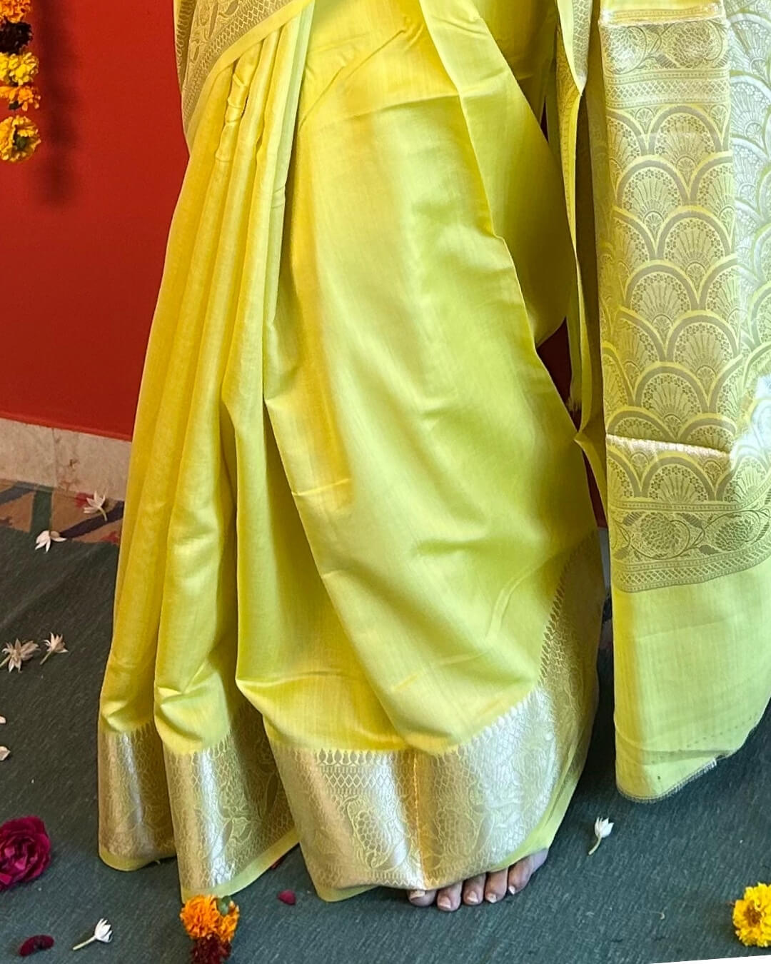 Dia Lemon Yellow Banarsi Saree