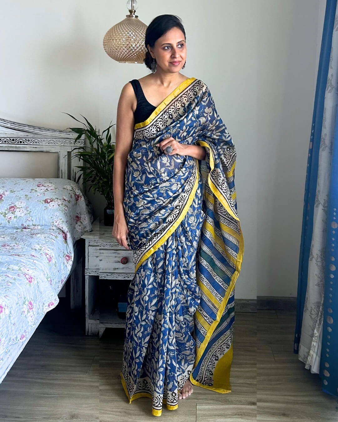 Neel Basant Block Printed Saree