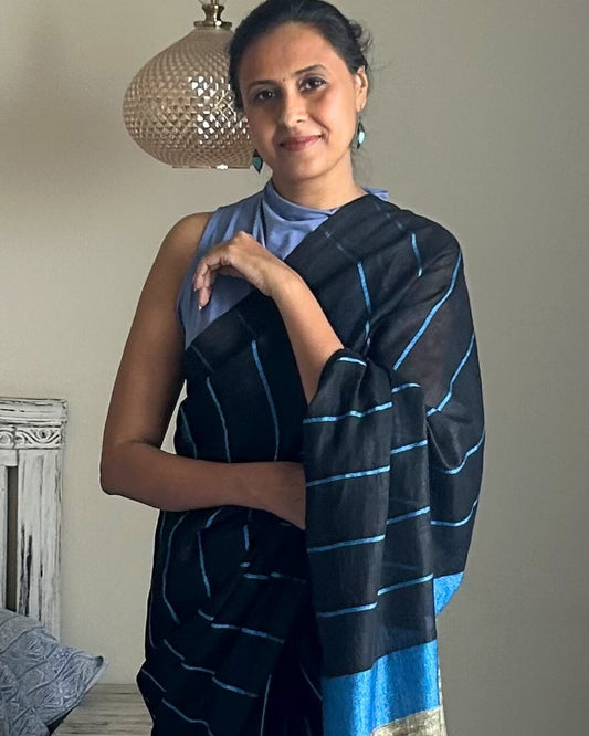Celine Turquoise Black Stripped Linen