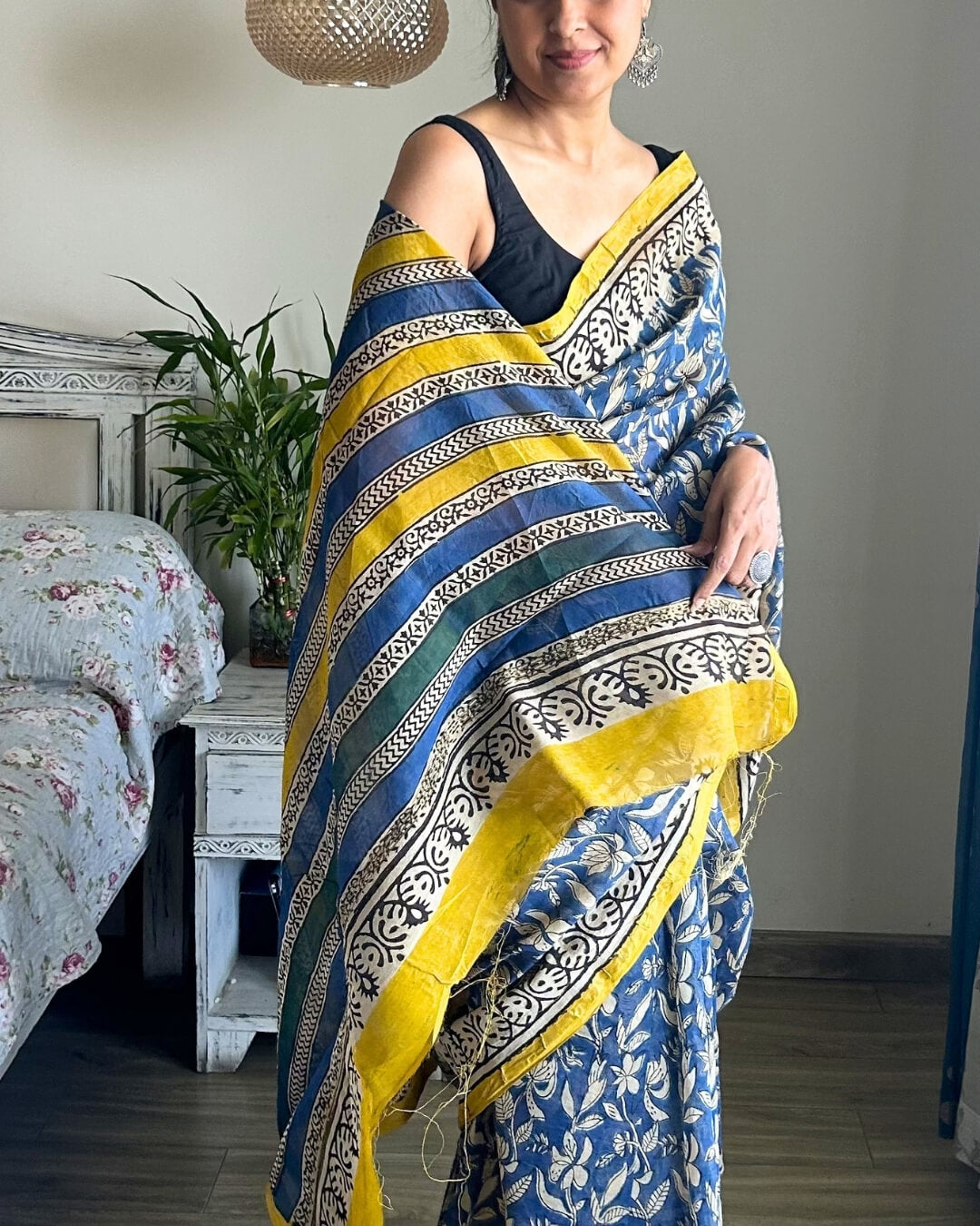Neel Basant Block Printed Saree