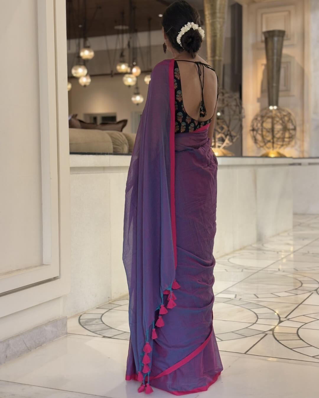 Lila Purple Mulmul Saree