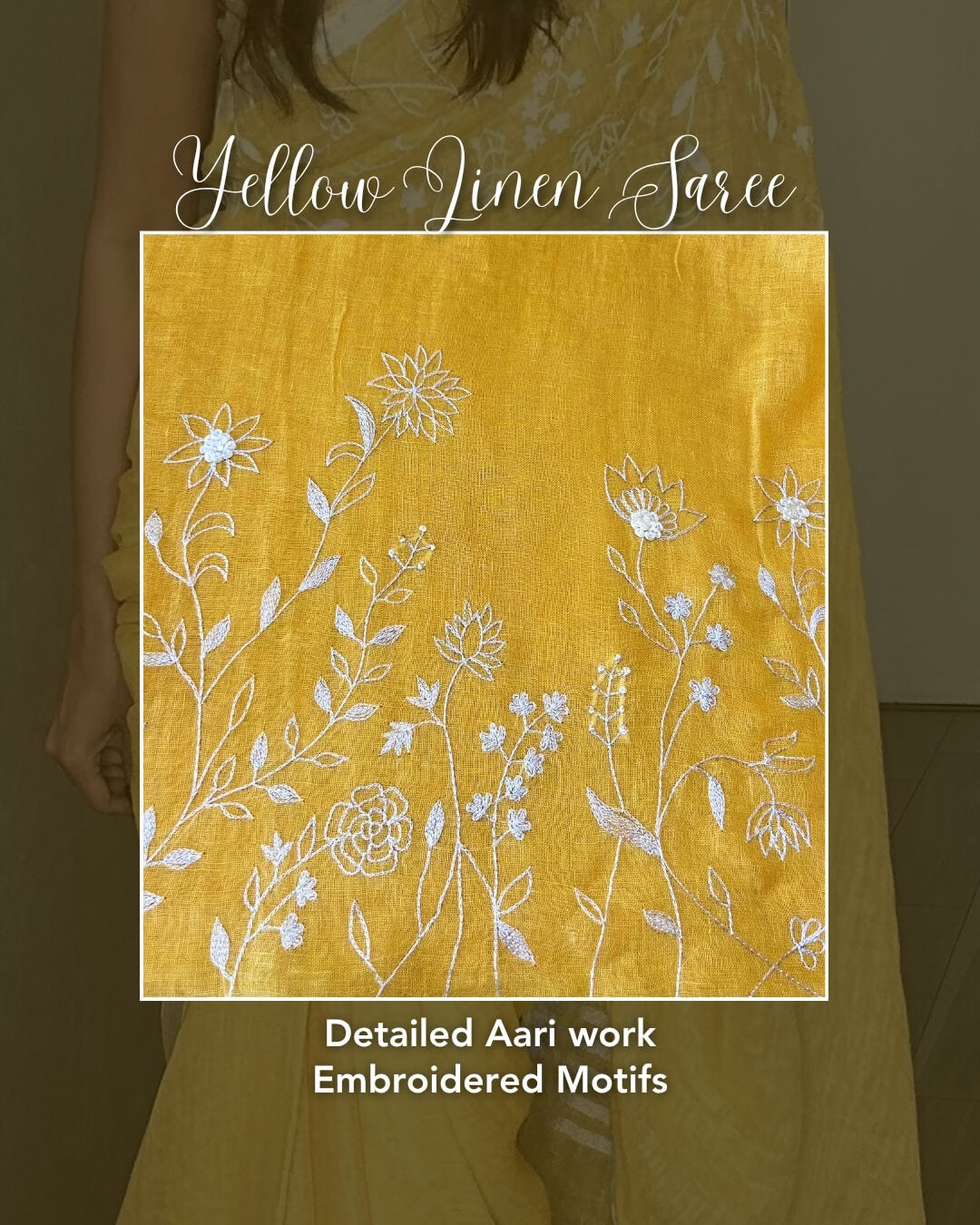 Zoya Yellow Embroidered Linen