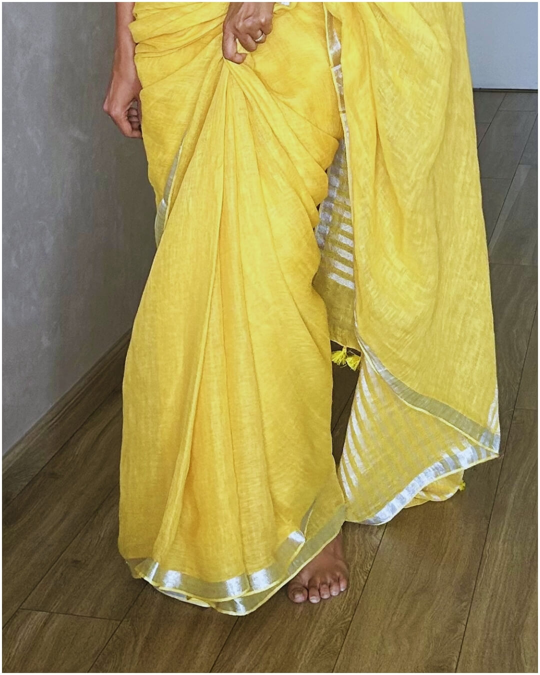 Zoya Yellow Embroidered Linen