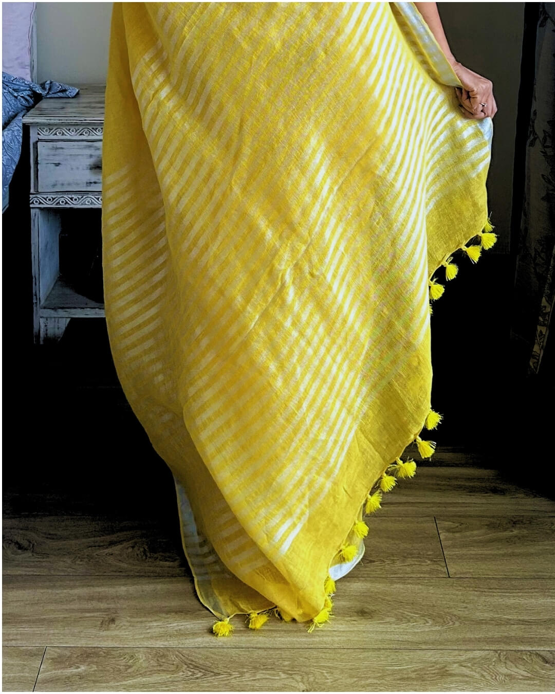 Zoya Yellow Embroidered Linen