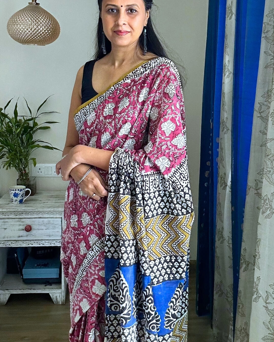 Gulnaar Hand Block Printed Mulmul Saree