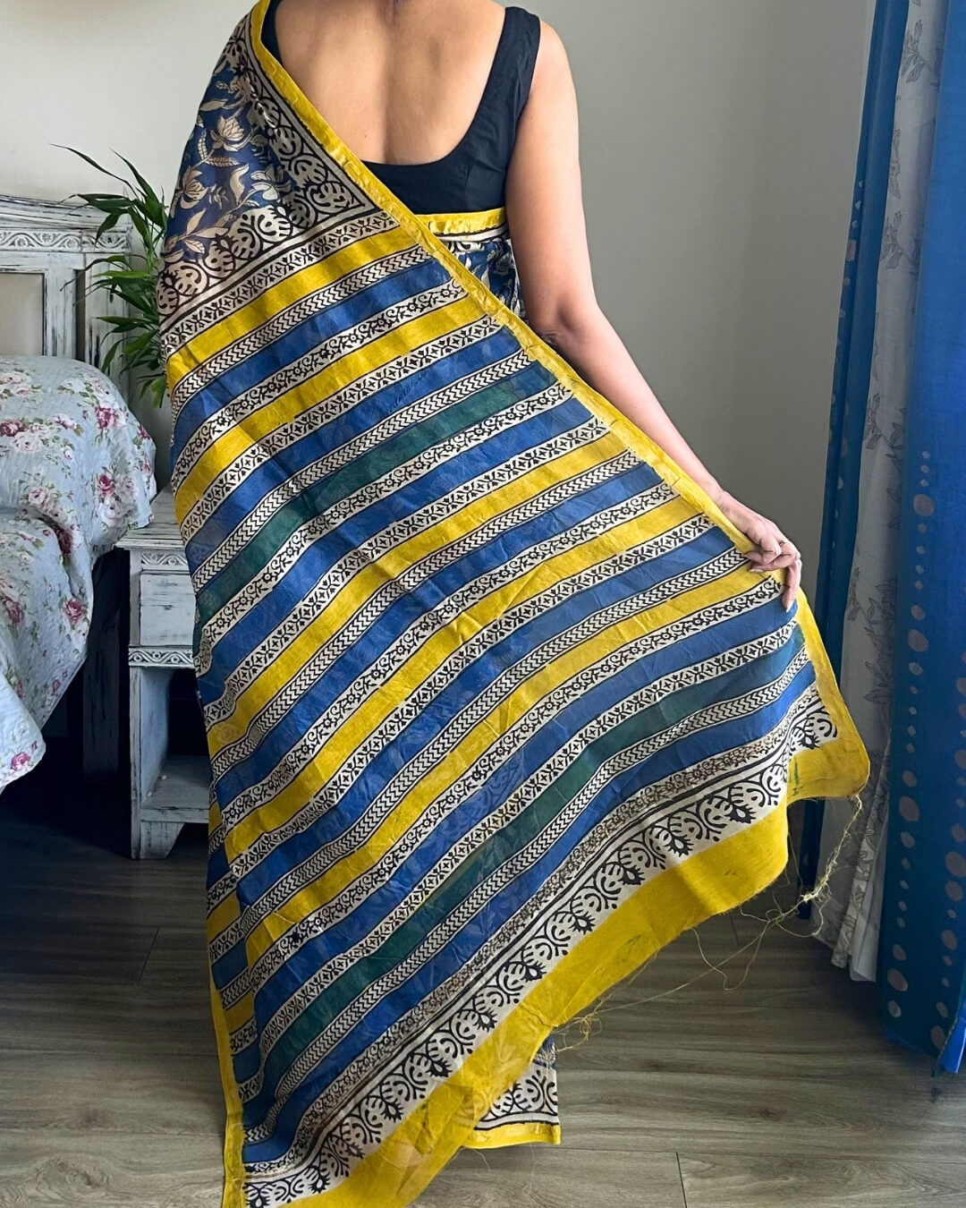 Neel Basant Block Printed Saree