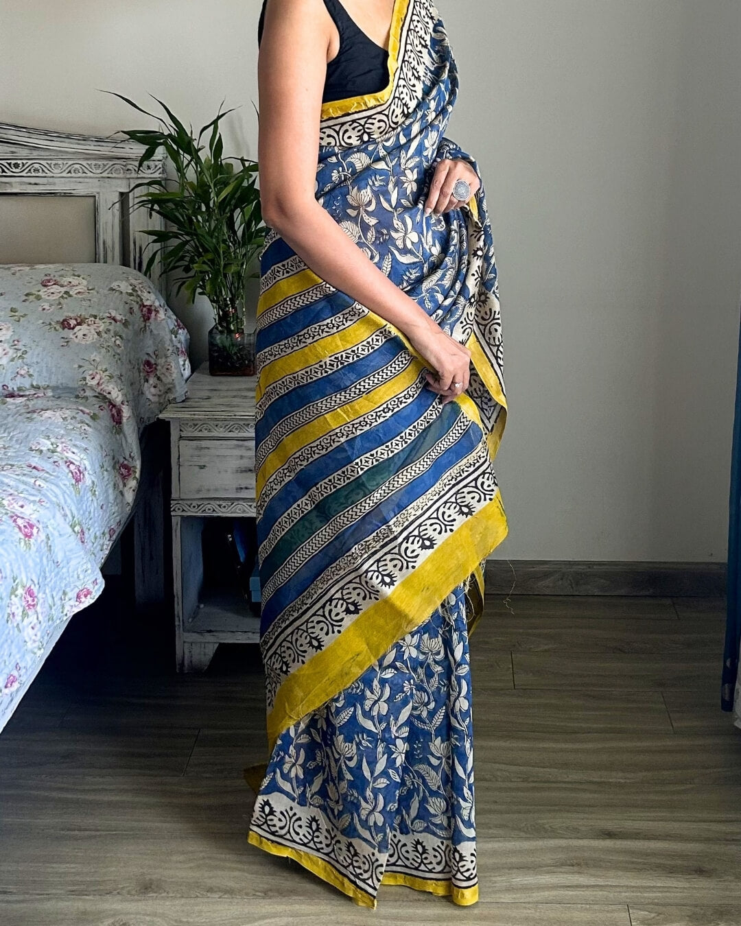 Neel Basant Block Printed Saree