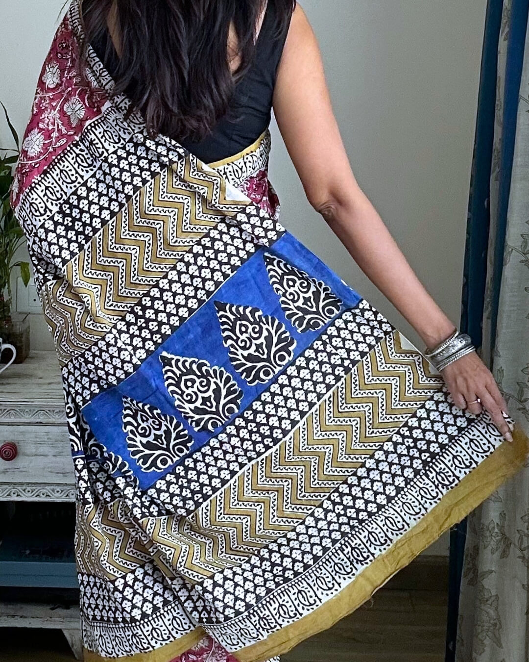 Gulnaar Hand Block Printed Mulmul Saree
