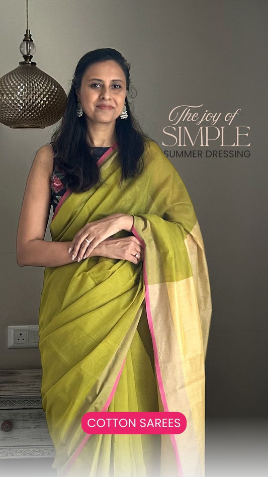 Mehendi Green Cotton Saree