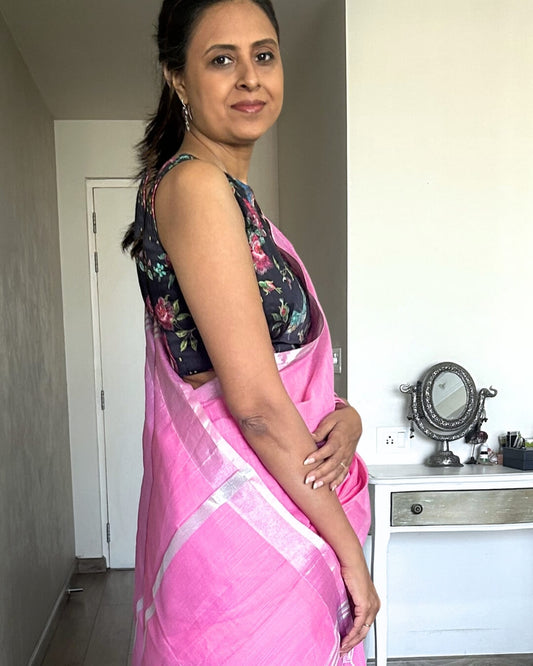 Roselle Pink Cotton Saree