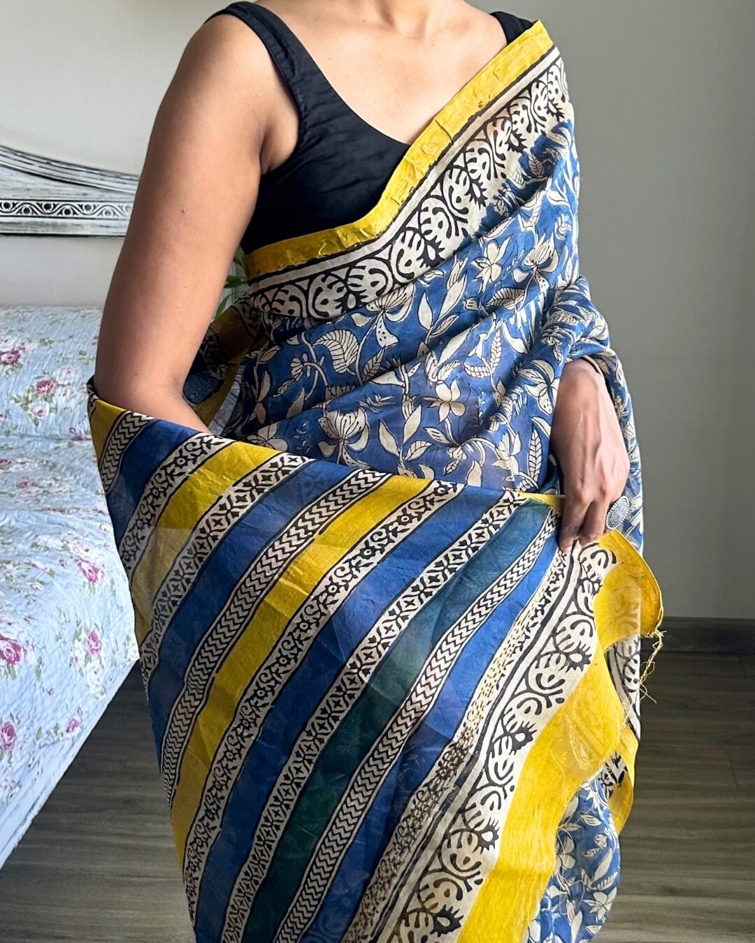 Neel Basant Block Printed Saree